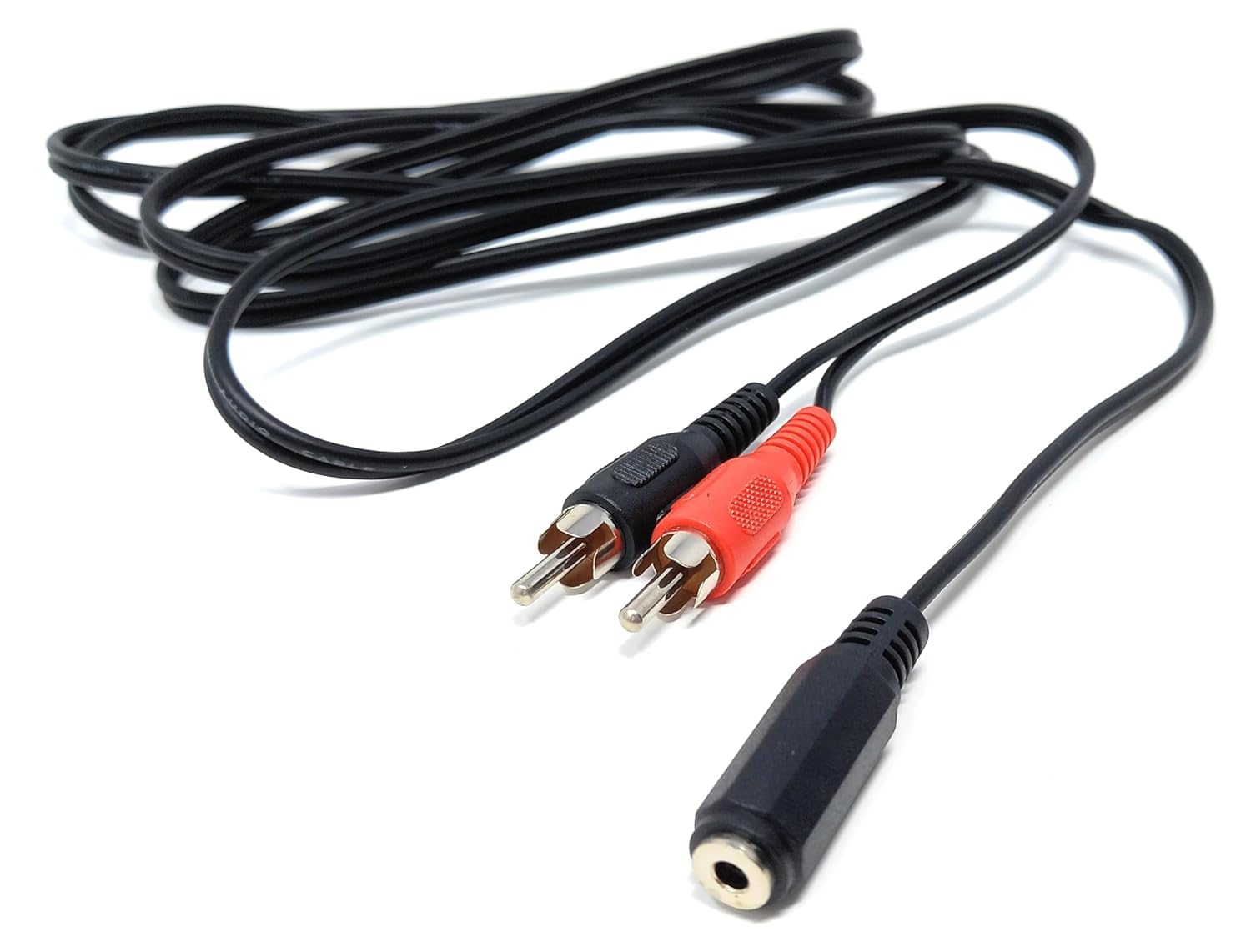 DRUT 1.8m 3.5mm Stereo Jack Socket to Twin Phono RCA Phono Male Plug, Audio Adapter Extension Cable Lead 6ft