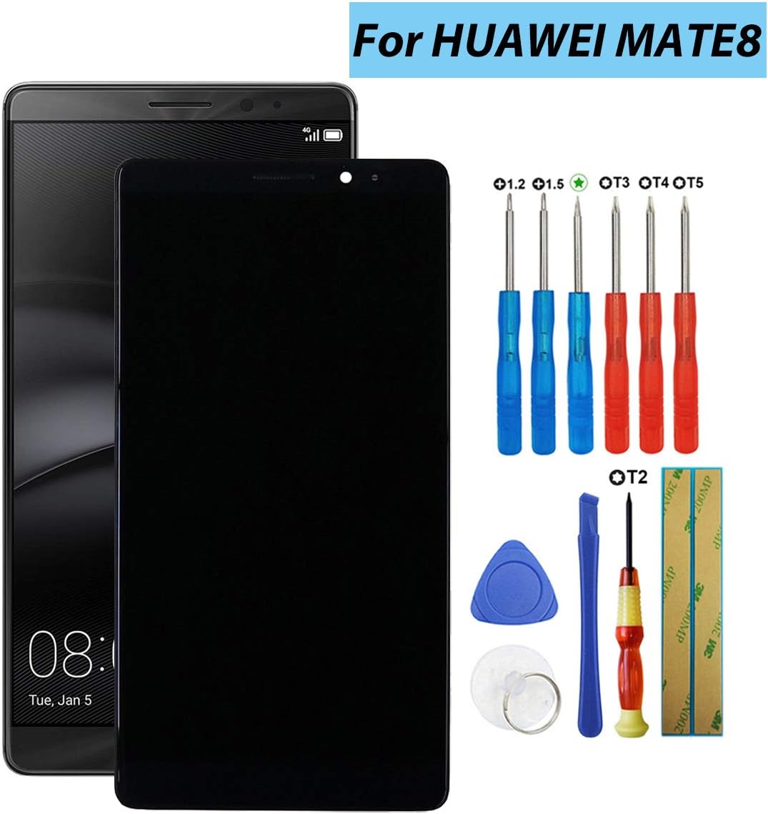 Shidai Replacement LCD Compatible with Huawei Mate 8 NXT-AL10 NXT-CL00 NXT-DL00 NXT-TL00 NXT-L09 NXT-L29 6.0" LCD Touch Screen Display Assembly Black with Frame with Tools