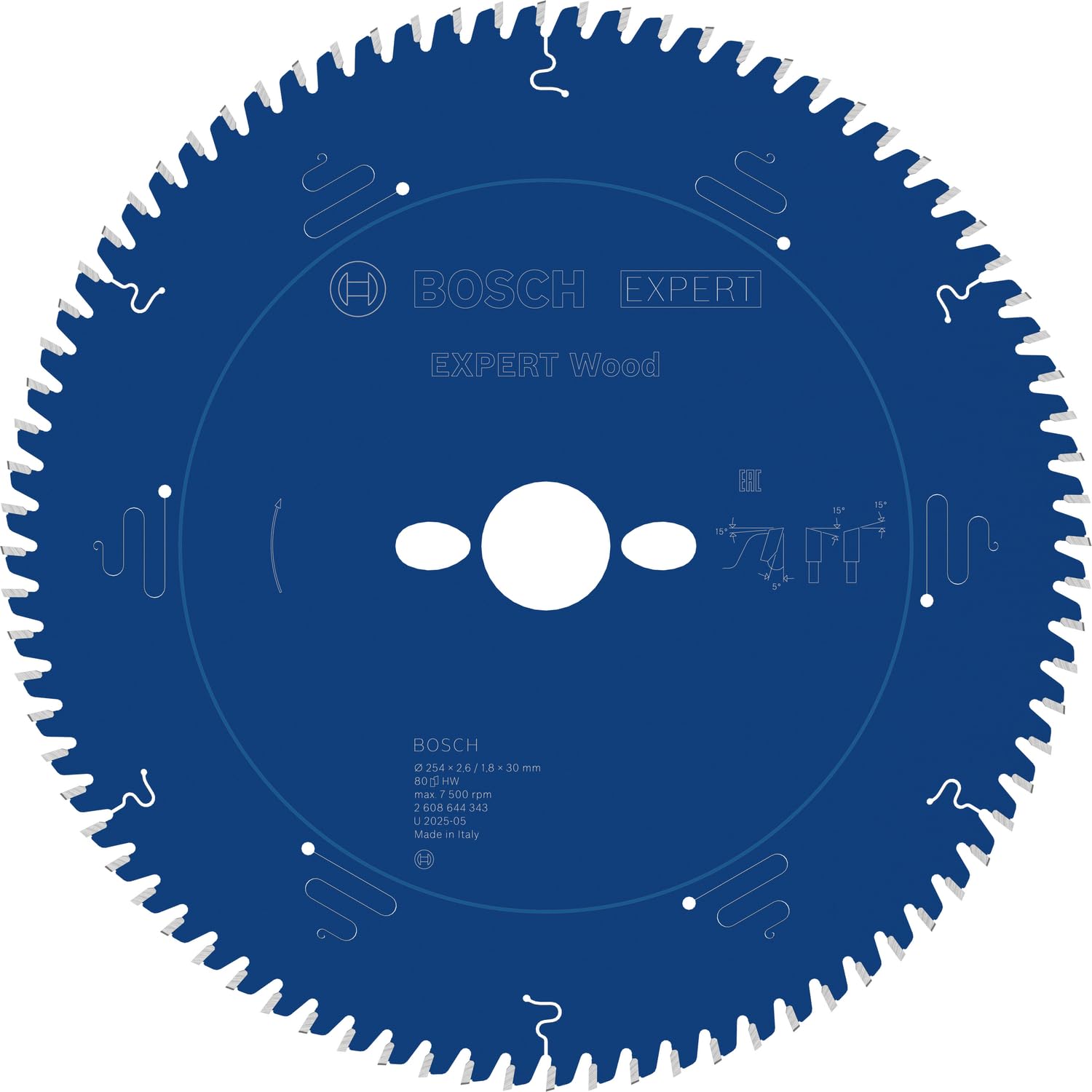 Bosch Professional 1x Circular Saw Blade Expert for Wood (Ø 254x2.6/1.8x30 mm, 80 Teeth, Accessories for Circular Saw)