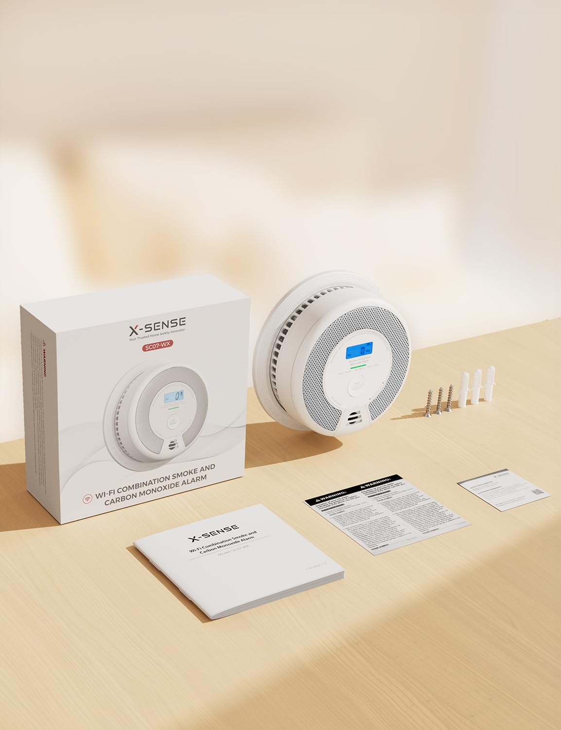 X-Sense Smart Smoke Detector Carbon Monoxide Detector Combo with Replaceable Battery, Wi-Fi Smoke and Carbon Monoxide Detector with Real-Time App Notifications, SC07-WX, 1-Pack