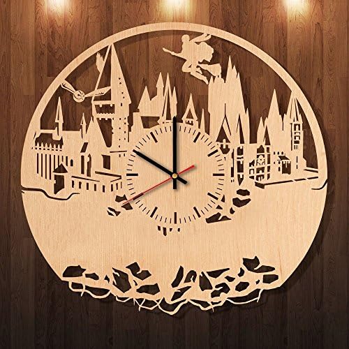 Hogwarts Harry Potter Eco Friendly Wood Wall Clock - Get unique kids room or bedroom wall decor - Gift ideas for boys and girls – Big Modern Unique Art Design