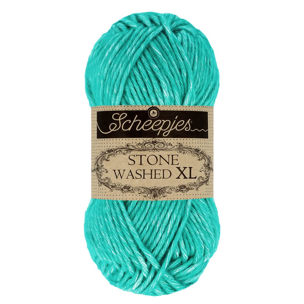 Scheepjes Stone Washed XL Aran Weight Yarn 50g | 70% Cotton 30% Acrylic Blend | Super Soft Heathered Yarn for Knitting, Crochet & Amigurumi Projects (864 Turquoise) — image 1