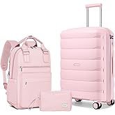 TRIPLAYER Carry On Luggage 22x14x9 Airline Approved, 22 Inch PP Hardshell Luggage Carry-on Suitcase with Spinner Wheels, Carry On Suitcase Set for Women (Pink)