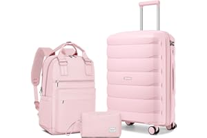 TRIPLAYER Carry On Luggage 22x14x9 Airline Approved, 22 Inch PP Hardshell Luggage Carry-on Suitcase with Spinner Wheels, Carry On Suitcase Set for Women (Pink)