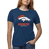 Team Fan Apparel Women's NFL Ultimate Fan Logo Short Sleeve T-Shirt - 100% Cotton - Officially Licensed - Tagless Tee (Denver Broncos - Navy, Large)