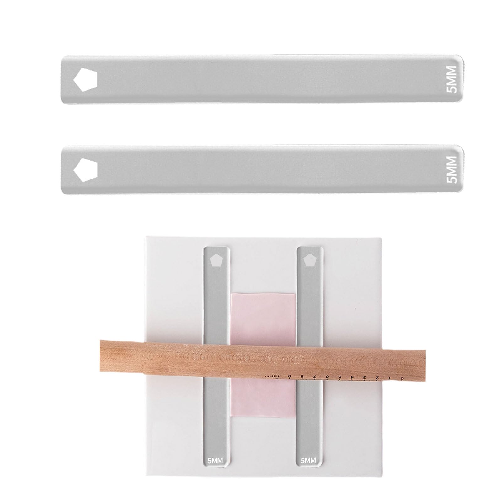 Polymer Clay Thickness Ruler, 2 Pcs Acrylic Clay Roller Guides Clay Thickness Guides Rolling Pin Guide Sticks Clay Depth Guide Pottery Tools for Clay DIY Crafts Jewelry Making Baking (Clear 5mm)