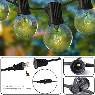 Buy 60ft Outdoor String Lights 2 Pack Of 30ft Globe Patio Lights With 66 Clear Bulbs 6 Spare Ul Listed Weatherproof Porch Lights Indoor Outdoor Decoration For Party Wedding Garden Backyard Deck Online