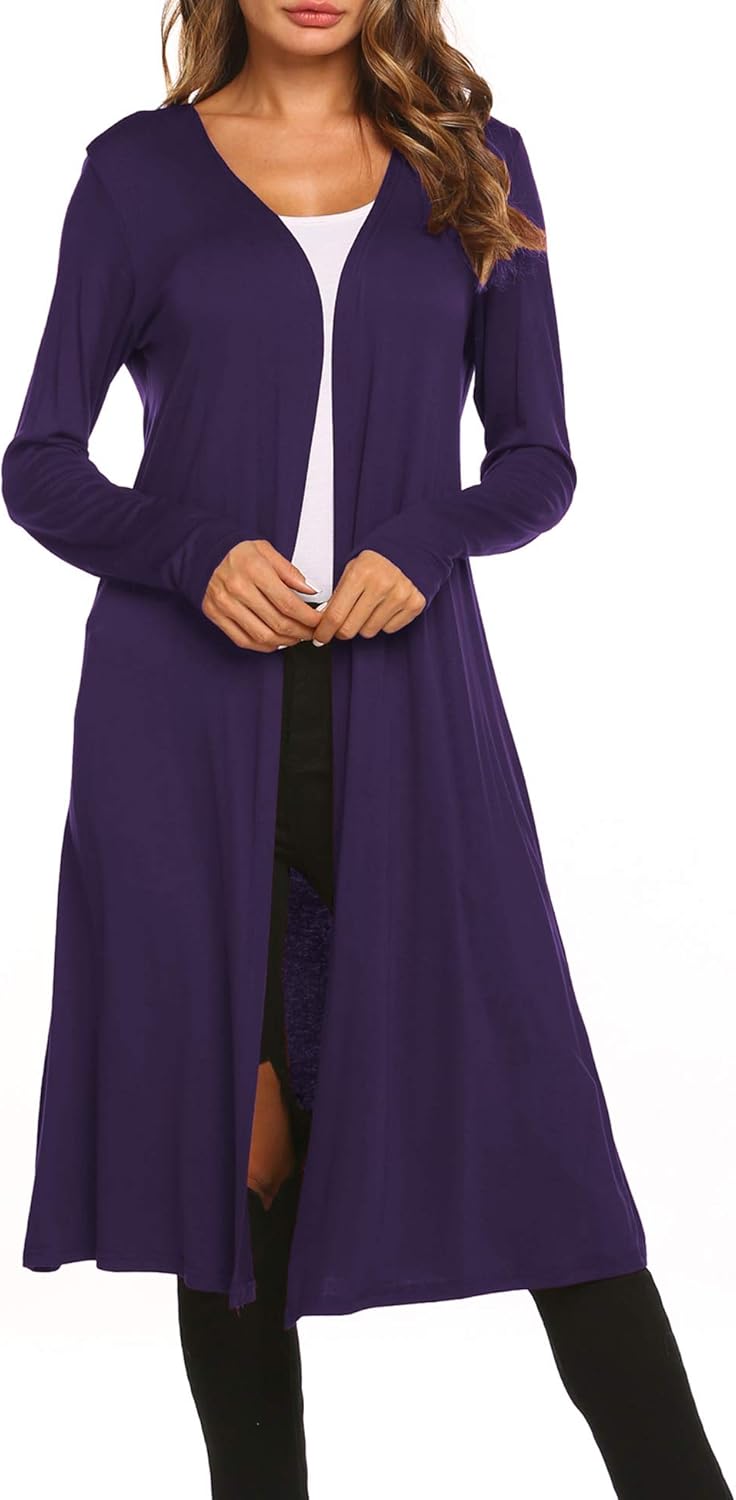 Buy Bluetime Women Lightweight Cardigan Long Maxi Open Front Cardigan ...