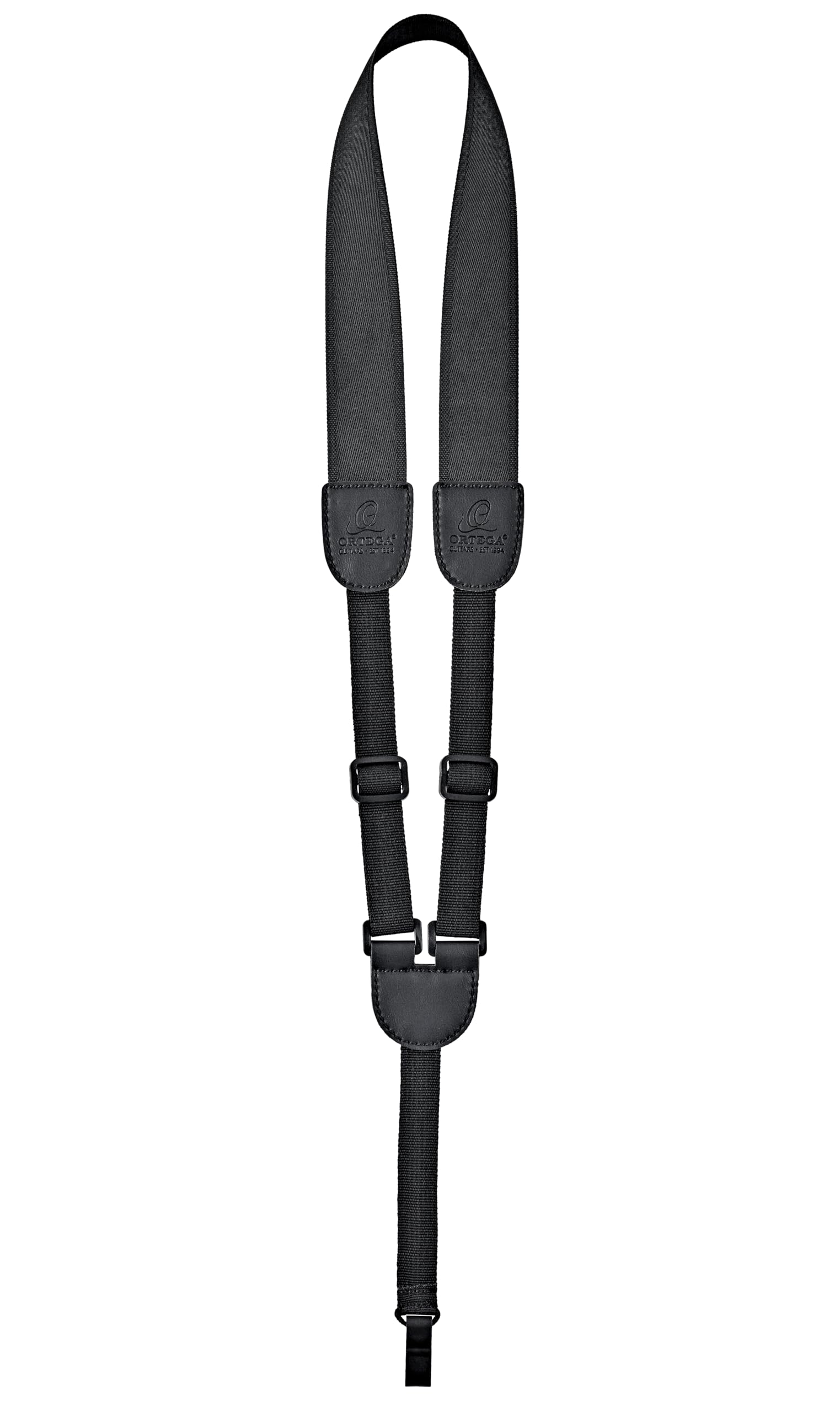 Ortega Guitars Nylon Hook Strap Ukulele - NO Drilling - Nylon Straps Hook Series - Adjustable - black (OUSHK-BK)