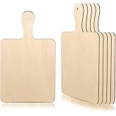 6 Pack Mini Charcuterie Boards, Bulk Unfinished Wood Cutting Board With Handle, Small Cutting Boards for Creative DIY, Art Painting, Home Kitchen Decoration, Cooking Utensils(9.06" X 5.51")