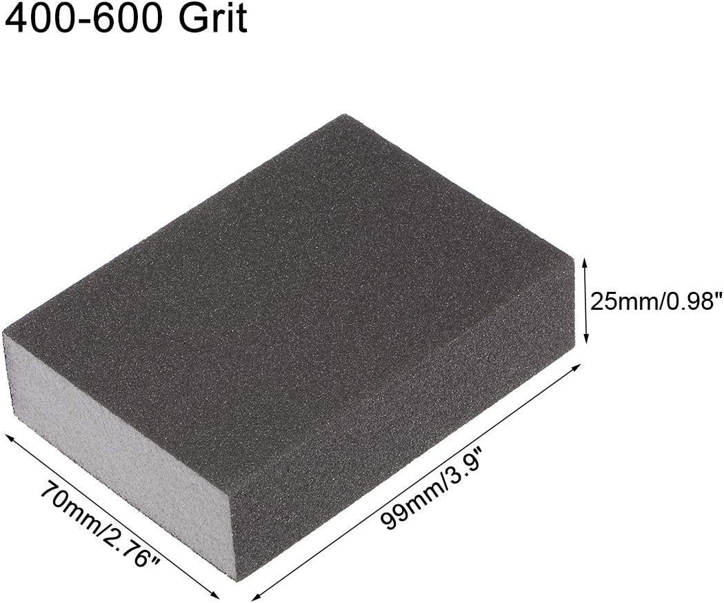 sourcing map Sanding Sponge Block, 200 Grit, 99mm x 70mm x 25mm, Grey, 3.9" x 2.76",400-600 Grit - Image 3