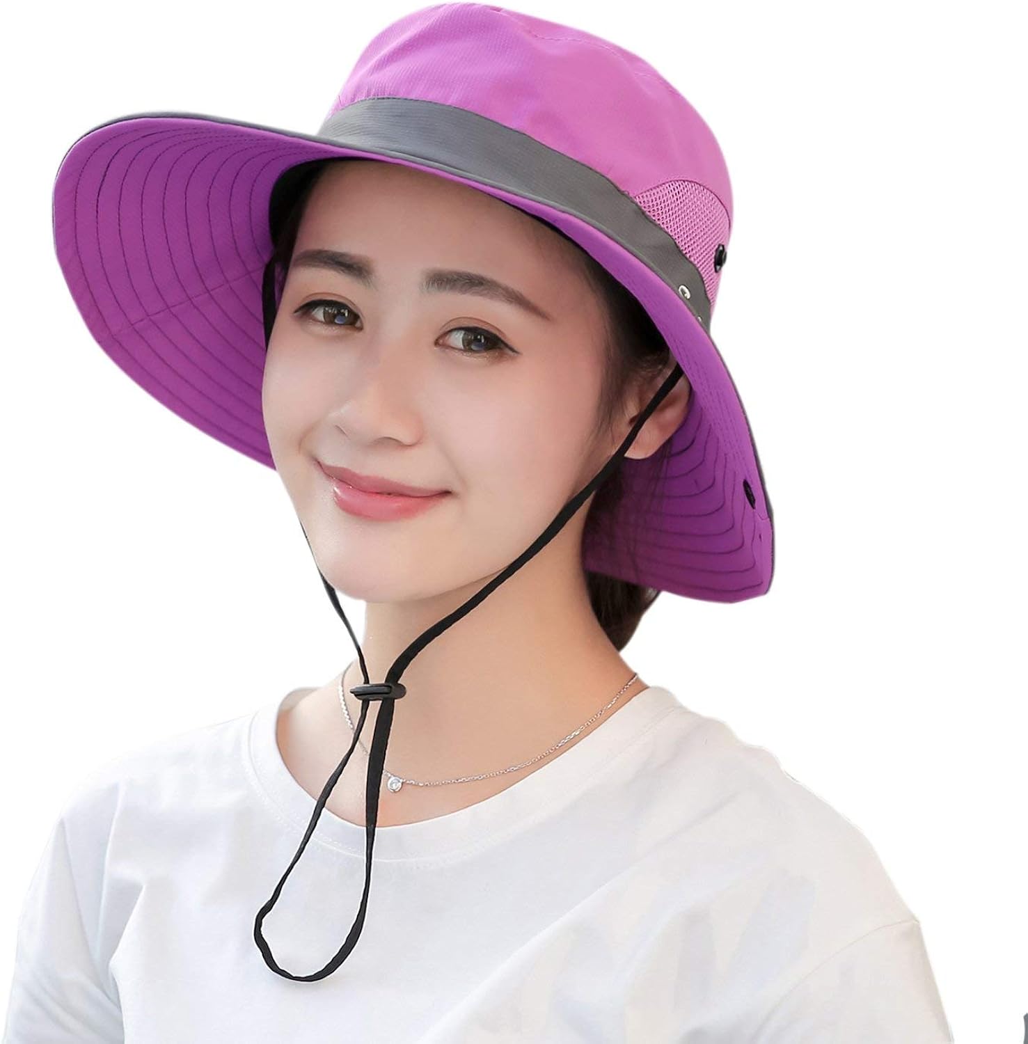 Muryobao Women's Sun Hat Outdoor UV Protection Foldable Mesh Bucket Hat Wide Brim Summer Beach Fishing Cap Purple at  Women’s Clothing store