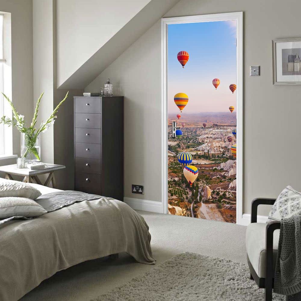 WALPLUS Hot Air Balloons Doors Wall Mural, Vinyl, Multi-Colour, 63.5 x 5.5 x 2 cm