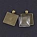 20 Pcs 1 Inch Square Bezel Pendant Tray Vintage Antique Bronze Pendant Blanks Cameo Settings
