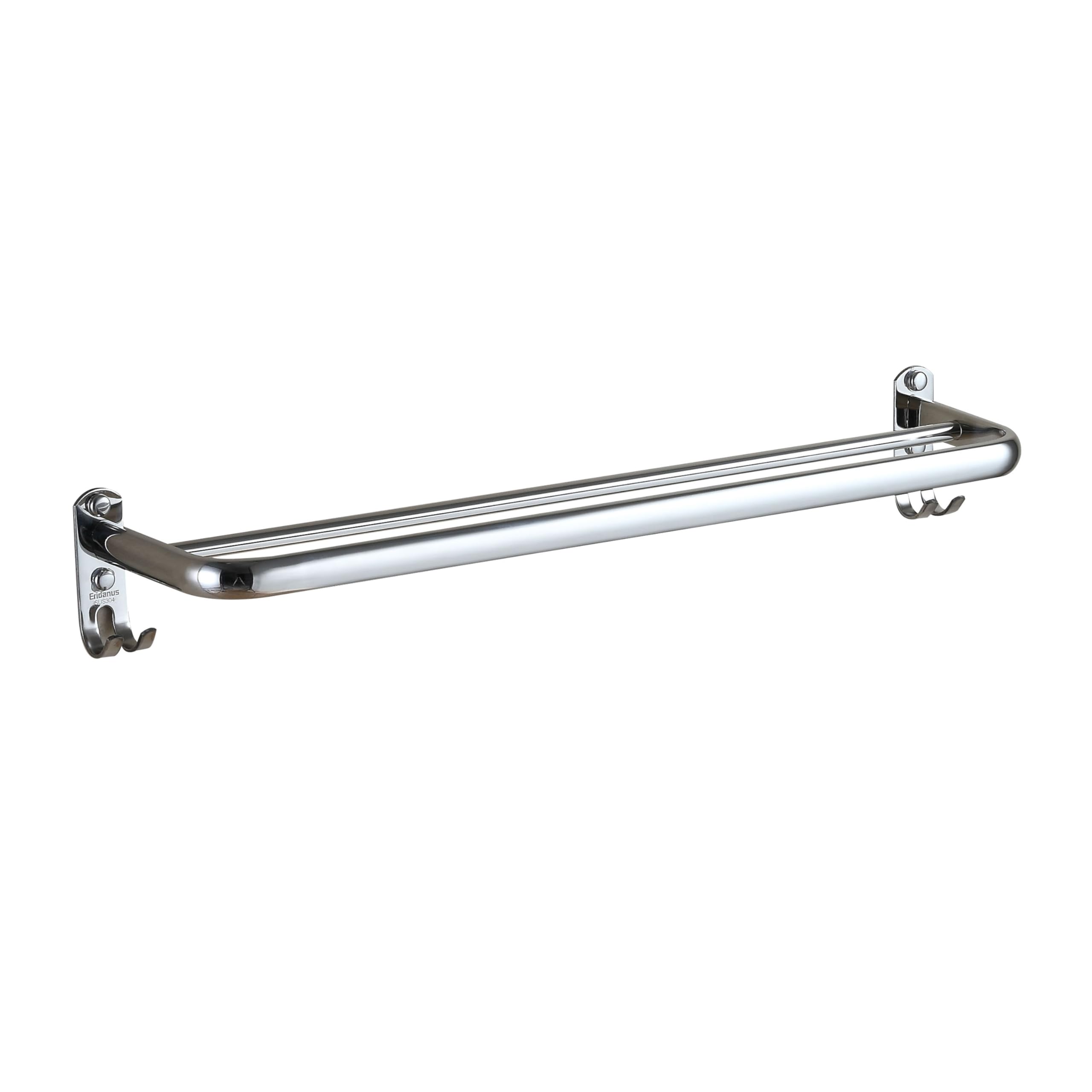 Eridanus Towel Rail, Wall-Mounted Towel Rack (60 cm Long), Stainless Steel Double Towel Holder, Towel Shelf for Bathroom with Hook