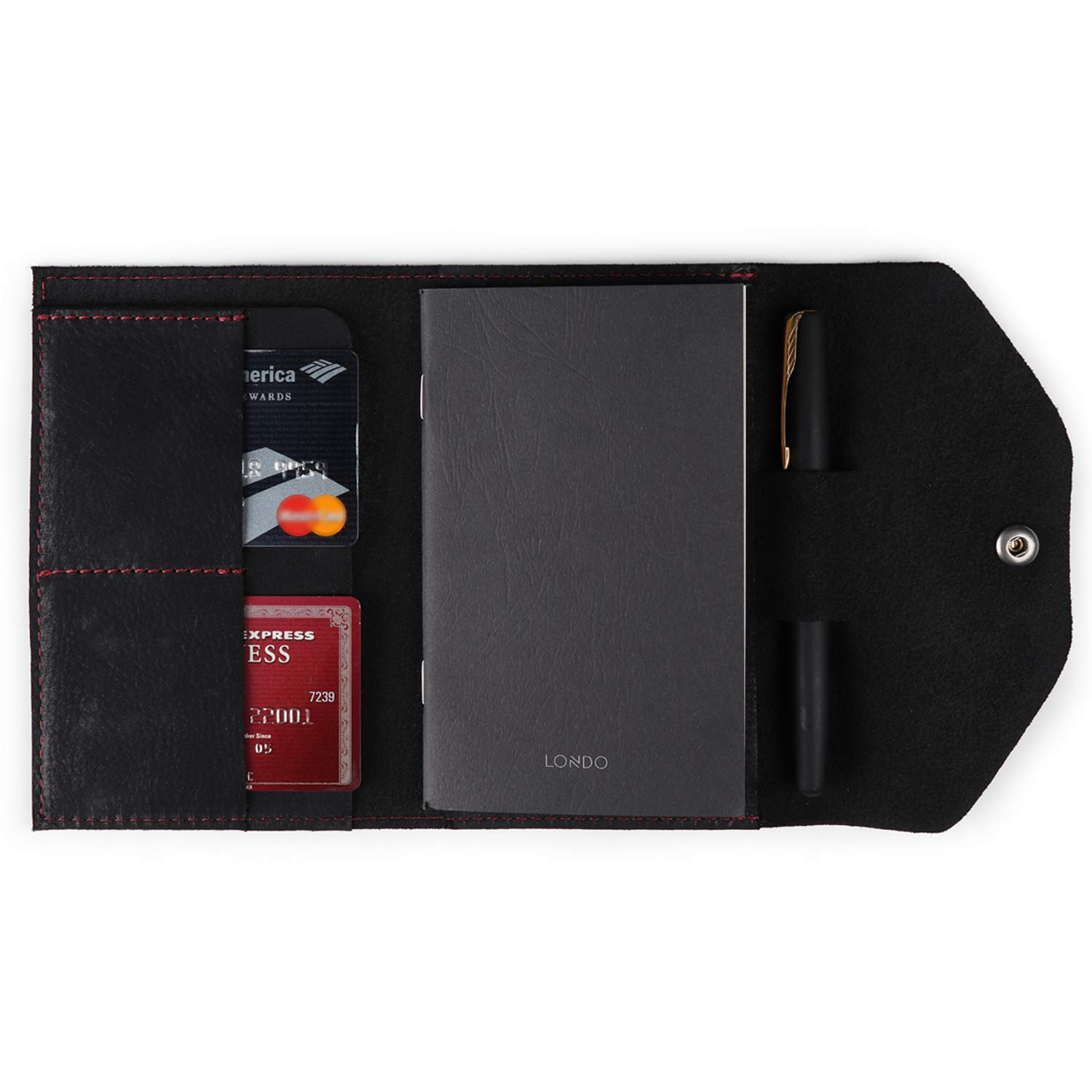 LONDO Genuine Leather Portfolio with Notepad and Snap Closure - Small