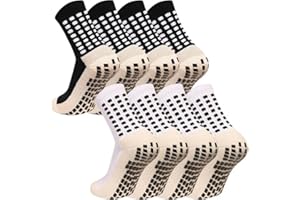 Spreezing Grip Socks Soccer Men's Non Slip Soccer Socks for Kids Pilates Socks Men Women 4Pairs