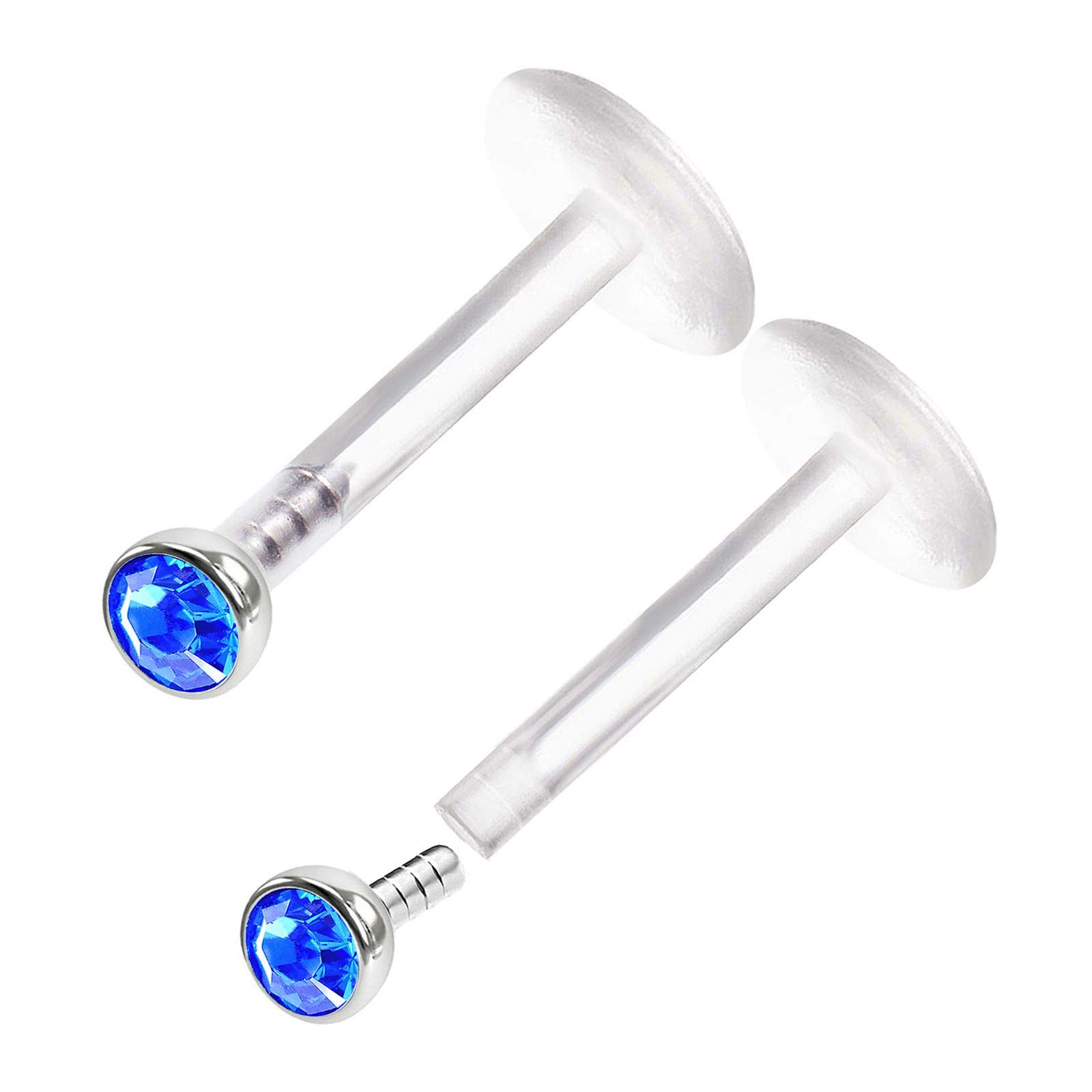 KJM FASHION 2pcs 16g 5/16 8mm 2mm Clear Acrylic Crystal Monroe Body Piercing, Crystal Acrylic