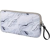 CM Neoprene Carrying Case Bag Protection Pouch Compatible with Magic Keyboard, Wireless Keyboard, Magic Mouse and Wireless Trackpad (White Marble Pattern)