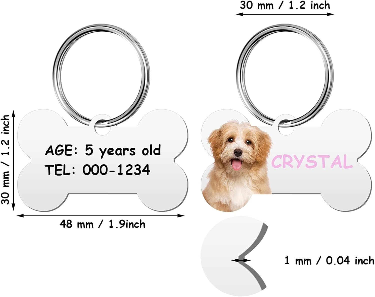 16 Pieces Sublimation Blank Dog Tag Aluminum Dog Tag Bone-Shaped Sublimation Blank Dog Tag Double Sided Dog Tag with Key Ring for Dogs and Cats Pet ID Tag: Office Products