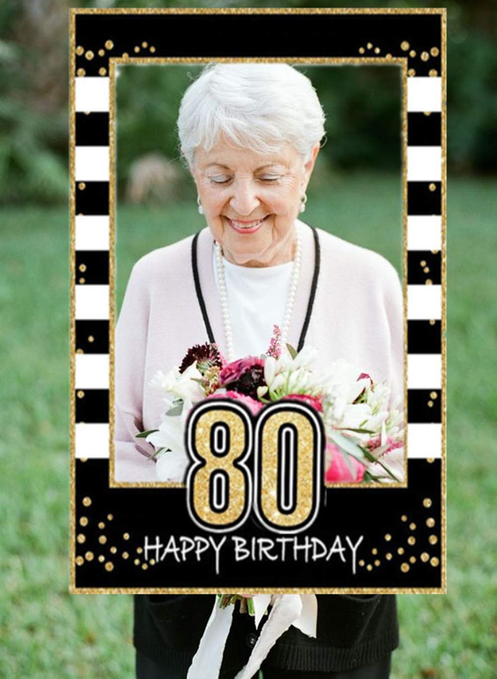 JeVenis 80 Photo Booth Frame 80 Birthday Photo Frame 80 Photo Booth Props 80 Birthday Favors for Women or Man 80 Party Photo Booth Props Party Decorations