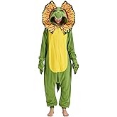 NAMHTOM Adult Dinosaur Onesie Costume Cosplay Dilophosaurus Pajamas Halloween Parasaurolophus Cartoon Sleepwear for Women Men