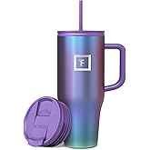 IRON °FLASK Co-Pilot Insulated Mug w/Straw & Flip Cap Lids - Cup Holder Bottle for Hot, Cold Drink - Leak-Proof - Water, Coffee Portable Travel Mug - Aurora, 32 Oz