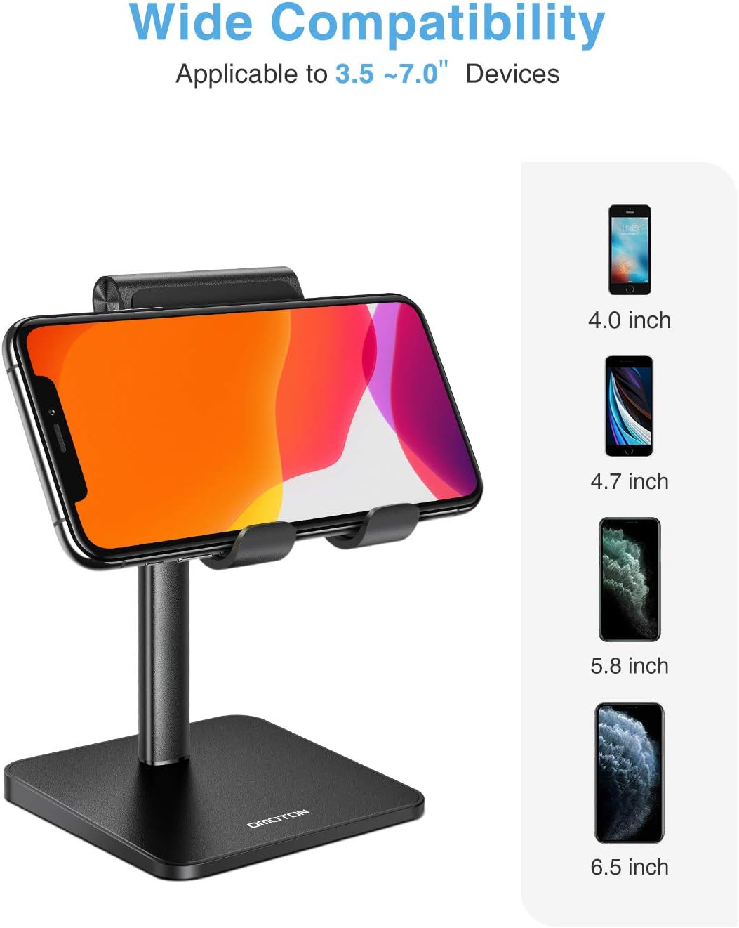 OMOTON Phone Stand, Angle Height Adjustable Vertical Desktop Mobile Phone Stand, Holder - Image 5