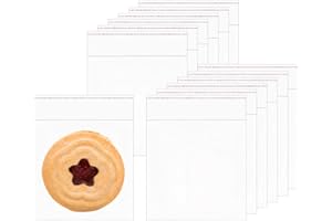 KNR HARMONY Self Sealing Cellophane Bags 3x3" 200pcs Clear Cello Bags Square Resealable Treat Bags for Cookie Bakery Candy Soap Cards Snacks Food Gift Favor 12 Sizes to Choose from