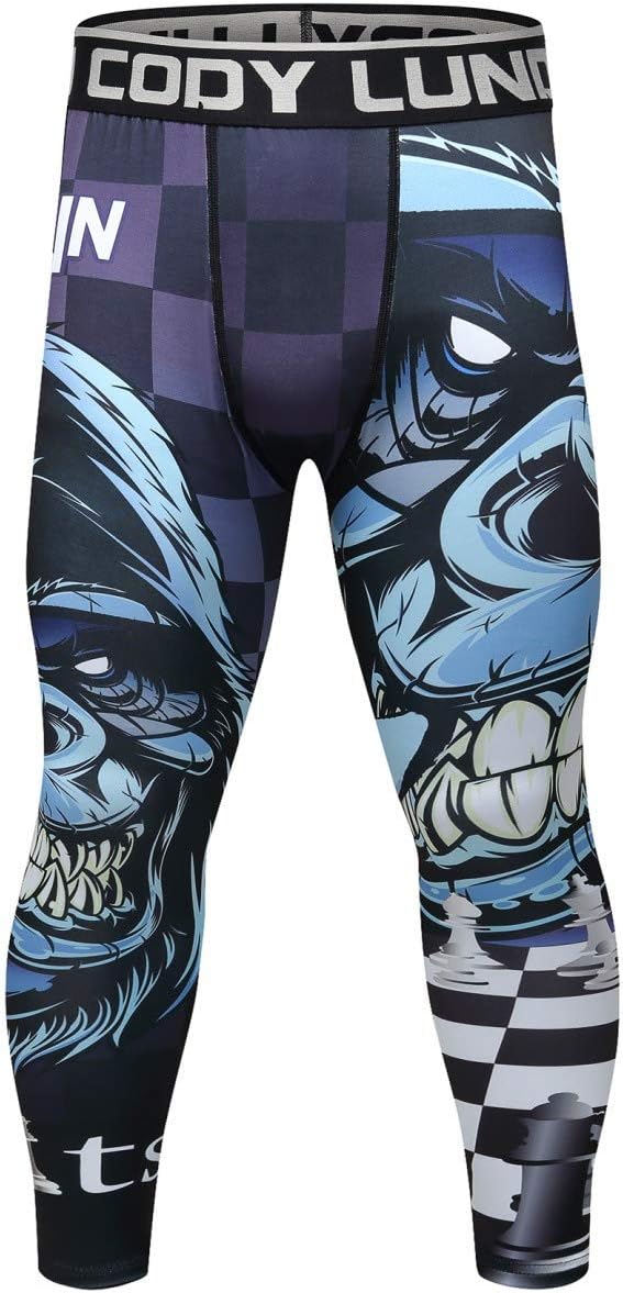 Men's Compression Dry Cool Sports Tights Pants Running Leggings Workout Tights Long Trousers for Men (Style f