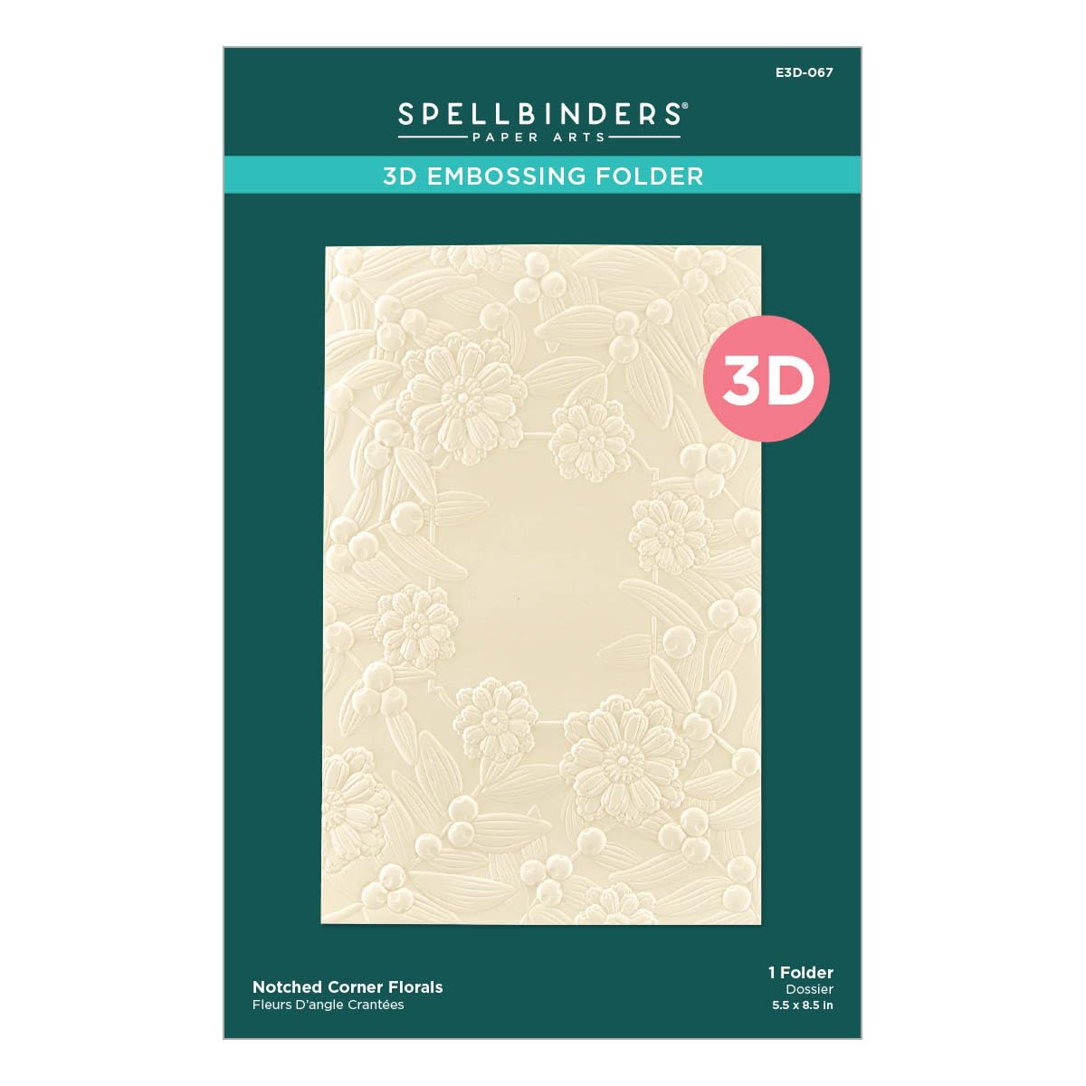 Spellbinders Notched Corner Florals 3D Embossing Folder from the Sealed for Christmas Collection