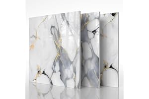 NAEIRON 10-Pack Peel and Stick Backsplash Tiles – Glossy PVC Wall Panels, Gold Thread Shower Tiles, 12" x 12" (9.68 Sq. Ft.), Waterproof Self-Adhesive for Bathroom & Kitchen, Realistic Marble-Like Finish