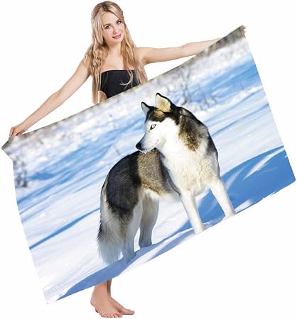 Amazon Com Mugod Beach Towel Bath Towels Alaskan Malamute Chukchi