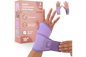 Activery Co. 2-pack Carpal Tunnel Brace for Women Wrist Wraps Wrist Support for Keyboard, Fitness, Exercise, Arthritis Pain Relief, Weightlifting, Tendonitis, Sprain, Right Hand, Left, Lavender