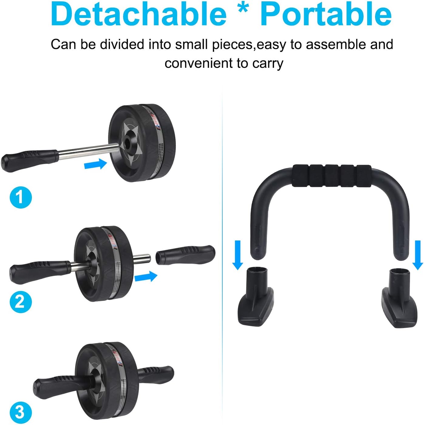 EnterSports Ab Roller Wheel, 6-in-1 Ab Roller Kit with Knee Pad, Resistance Bands, Pad Push Up Bars Handles Grips, Perfect Home Gym Equipment for Men Women Abdominal Exercise : Sports & Outdoors