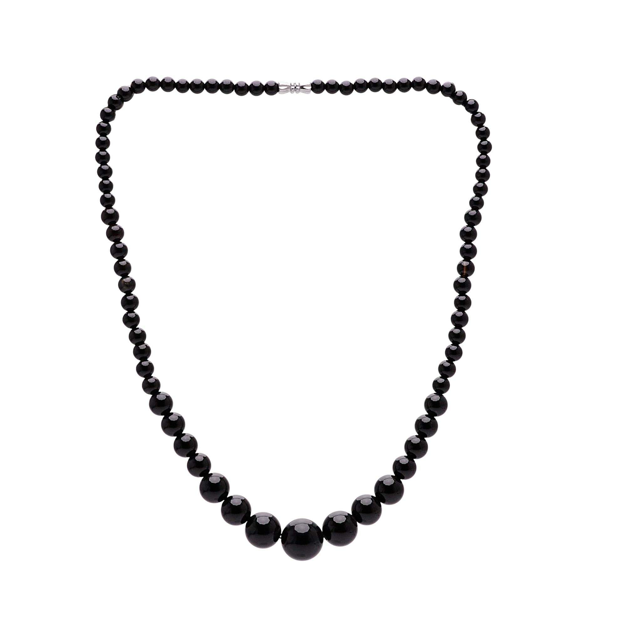 Treasure Bay Handmade 6-14mm Natural Agate Gemstone Necklace For Women and Girls (Black agate)