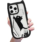 xoniery Compatible with iPhone 16 Pro Max Cute Black Cat Case [ 3D Cat Shape ] [ Senior Shockproof Protective ] for iPhone 16 Pro Max Clear Case for Women Girls-Black