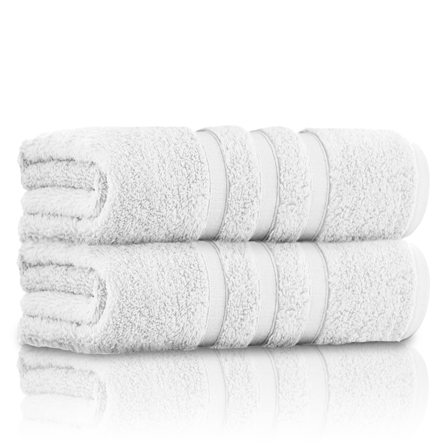 GC GAVENO CAVAILIA 100% Ringspun Cotton Bath Towels, Luxury 550 GSM Zero Twist Towel Sheets, White, 70x120 Bath Towel