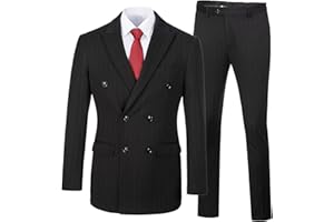 ELIONM Mens Suits Slim Fit 3 Piece Double Breasted Tuxedo Suit Jacket Vest Pants Set for Wedding Prom
