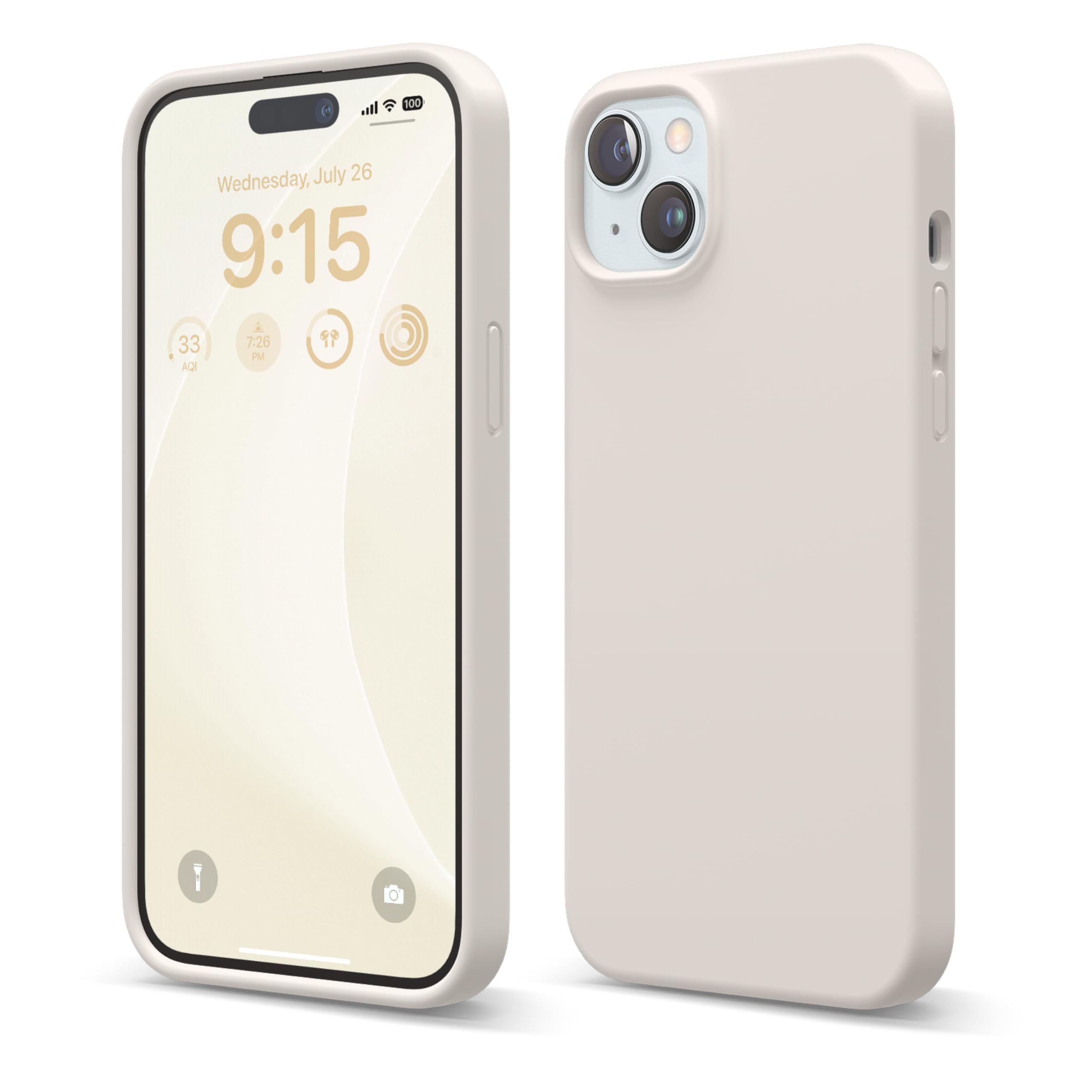 elago Liquid Silicone Case Compatible with iPhone 15 Plus Case, Premium Silicone, Full Body Protective Cover [4 Layer Shockproof Structure], Anti-Scratch Soft Microfiber Lining (Stone) — image 1