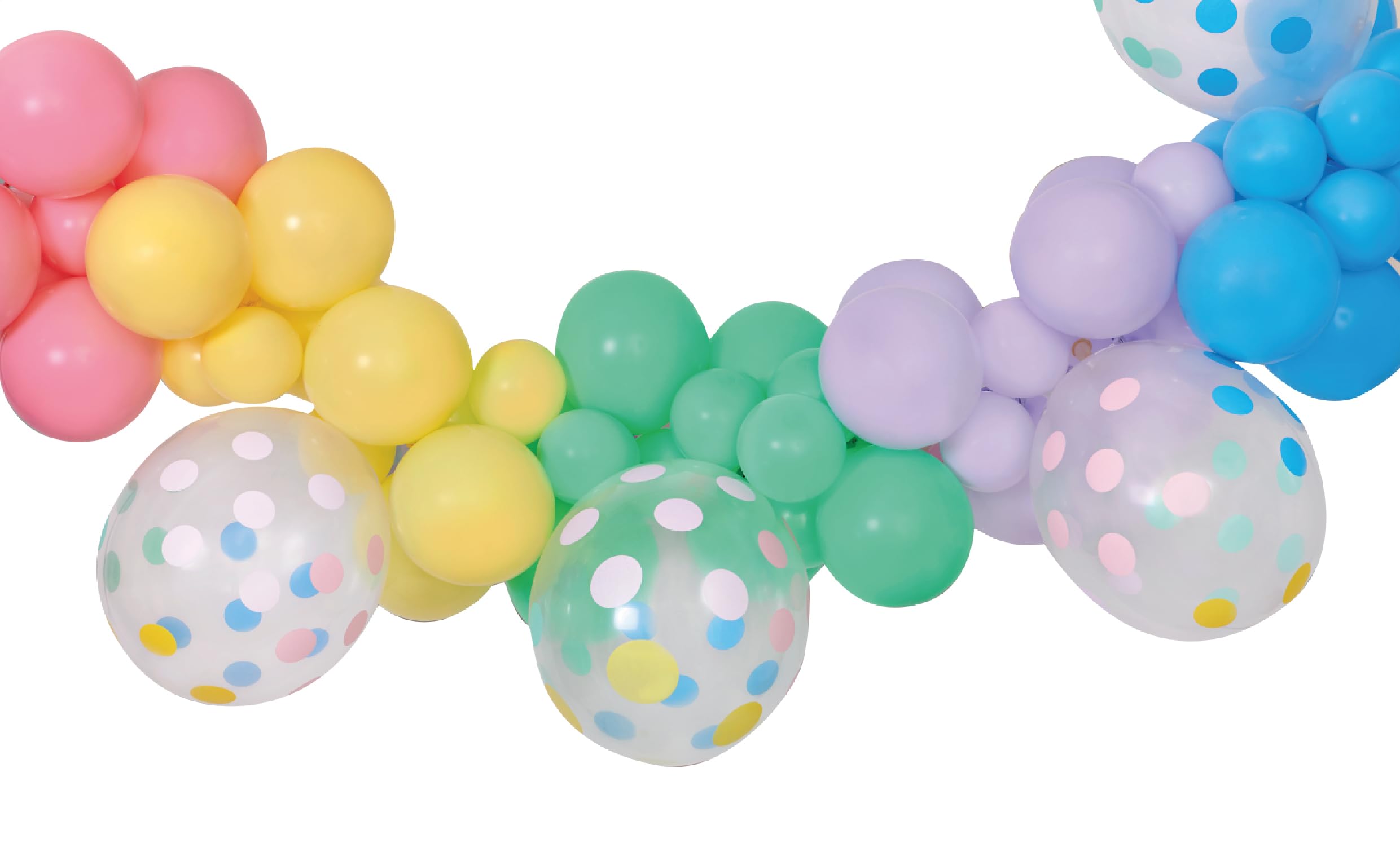 Ciao - DIY Macaron Polka Dots Balloon Garland Set (65 Latex Balloons, 300 cm), Pastel Colours