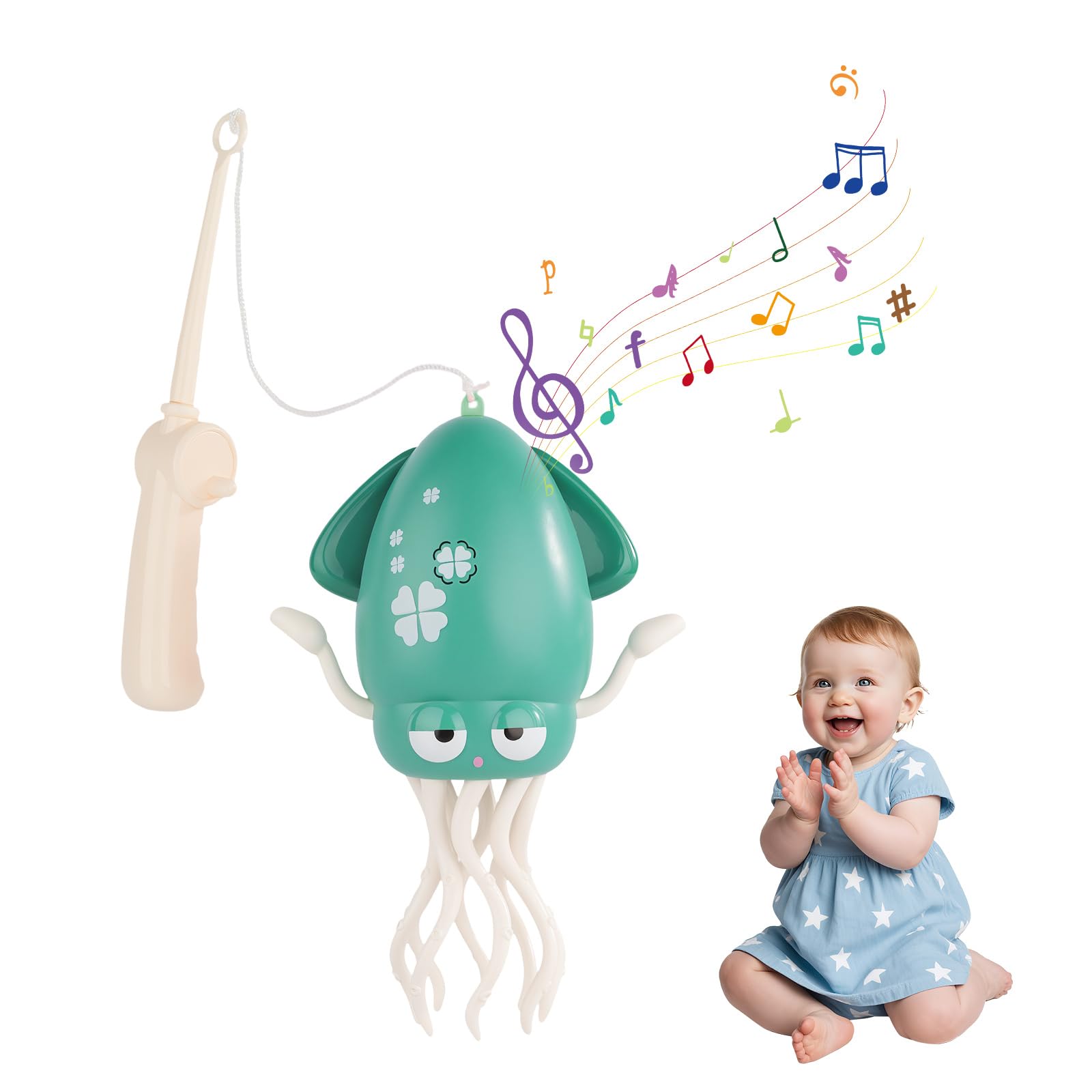 STEFUEWILL17 Moving Music Octopus Toy - Smart Automatic Obstacle Avoidance, Crawling Dancing Toy With Obstacle Avoidance, Interactive Sensory Play, Fishing Mode Electronic Octopus Legs, Green