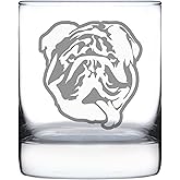 Bevvee English Bulldog - Funny Whiskey Rocks Glass Gifts for Men & Women with Bulldogs - Fun Whisky Drinking Tumbler Décor