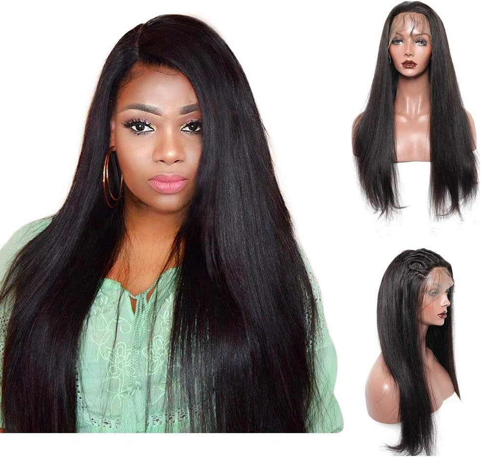 EERTX Wig High Quality Synthetic Heat Resistant Synthetic Wig Long Straight Black Synthetic Lace Front Wigs Cosplay Party Daily Use