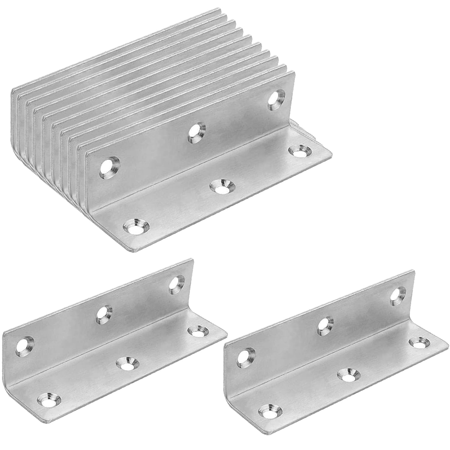 12 pieces angle connectors, stainless steel, L-angle thickness 2.0 mm, perforated plate angle, corner angle, 90 degrees, for attaching and repairing furniture, reinforcement joint 100 x 25 mm