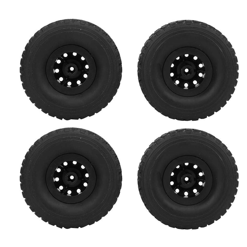 RC Car Tires, 4PCS Rubber Wheel Tyres Antiwear Fits for WPL C-34 1/16 4WD Military Truck