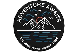 RUAYSNI Adventure Awaits Spare Tire Cover Wheel Protectors Weatherproof Universal Wheel Cover for Trailer RV SUV Truck Camper Travel Trailer 15 Inch