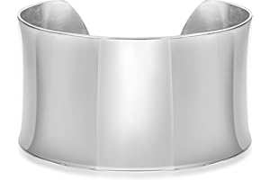 Lavari Jewelers 7 Inches Long Wide Open Cuff Bangle Bracelet for Women I 2.5 Inches in Diameter and 1.5 Inches in Height I Ion Plated Stainless Steel or Satin Finish Bangle for Her I Wide Bracelet