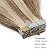 Hairro 18 Inch 50g Tape in Hair Extensions Highlight Human Hair Long Straight Hair Seamless Skin Weft Invisible Double Sided Tape 20pc/pack +10 Free Tape Bonds Golden Brown Mix Bleach Blonde
