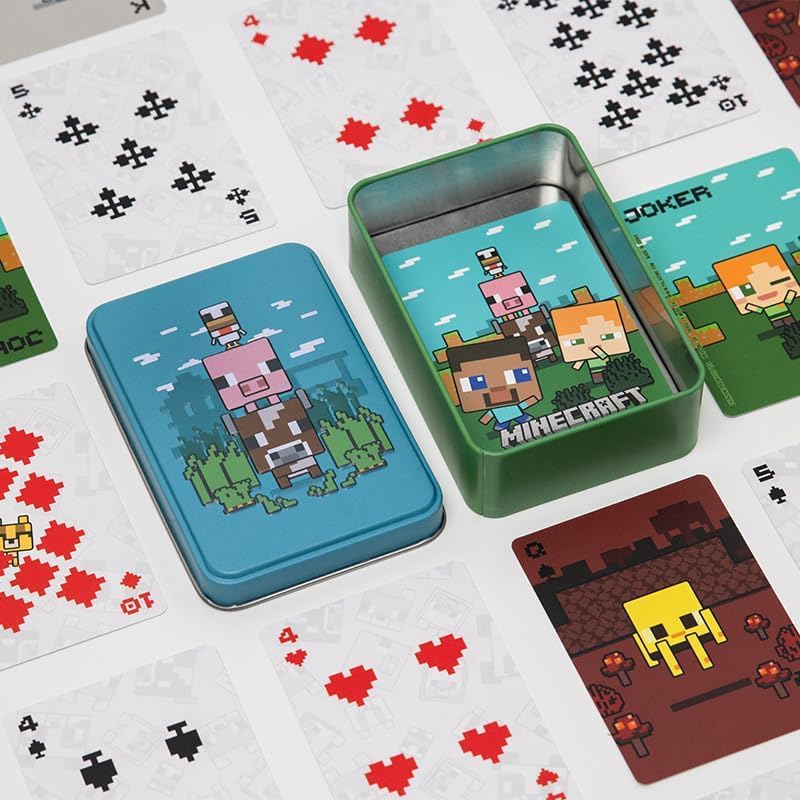 Minecraft Boîte de cartes à jouer sous licence officielle, jeu de cartes standard pour garçons et filles, coffret cadeau et marchandise
